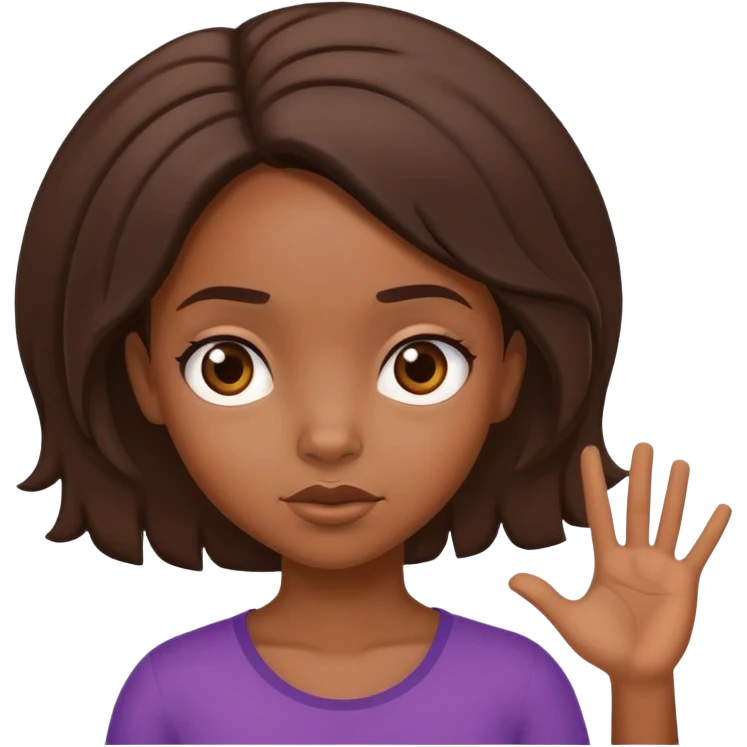 African American girl middle hair part shrugging emoji