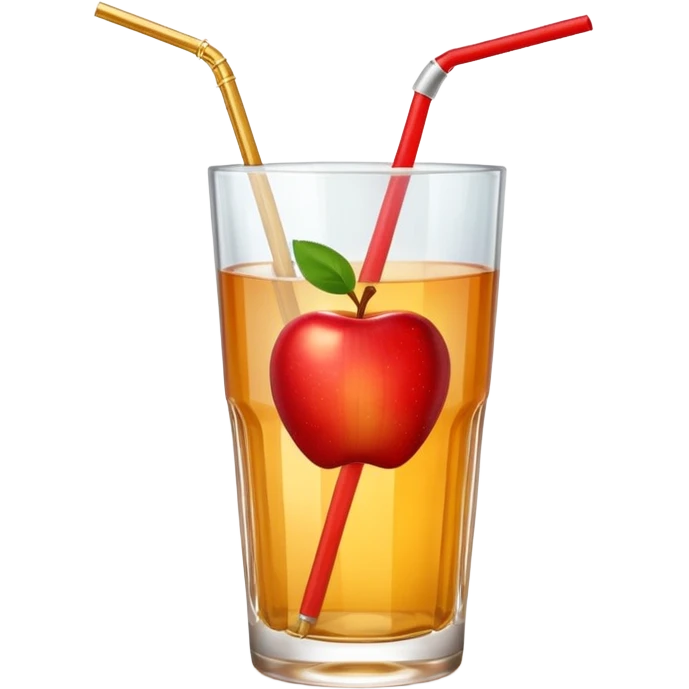 Apple juice in large glass with starw and apple at the side  emoji