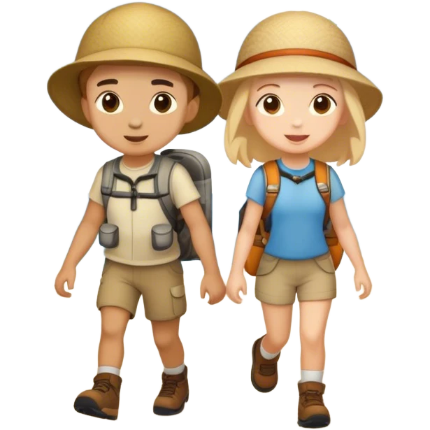 boy and girl enjoying outdoor adventure emoji
