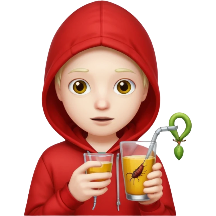 worm in glass in a red hoodie emoji