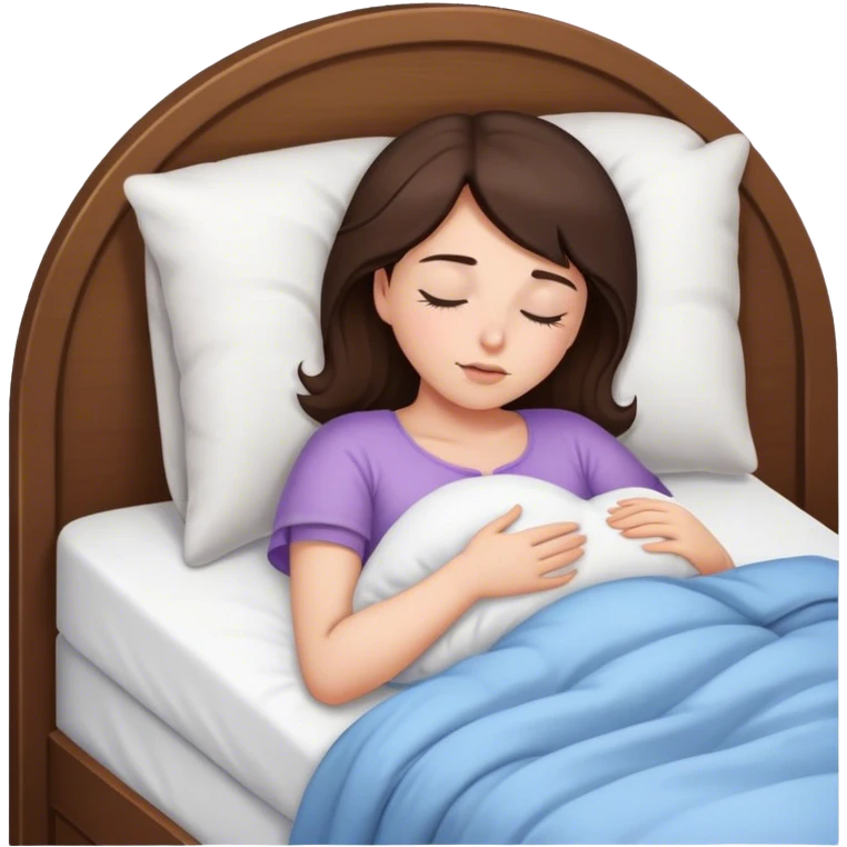girl, brunette sleeping in bed, shown only from the chest emoji