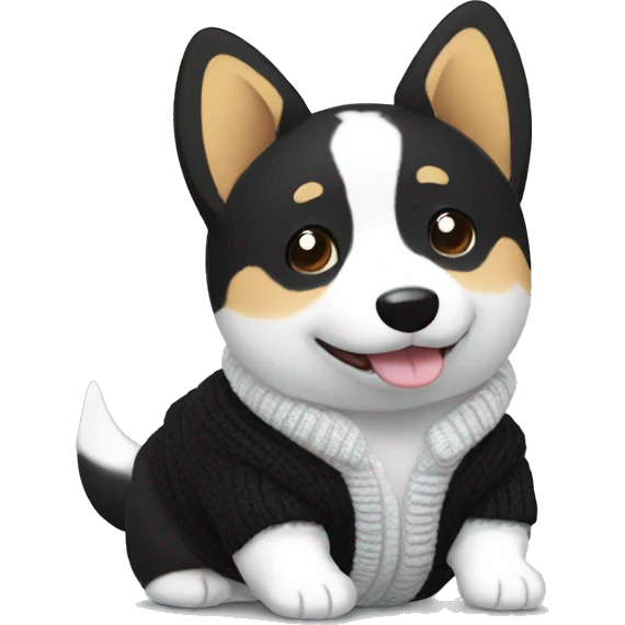 Black and white corgie cardigan with laptop emoji