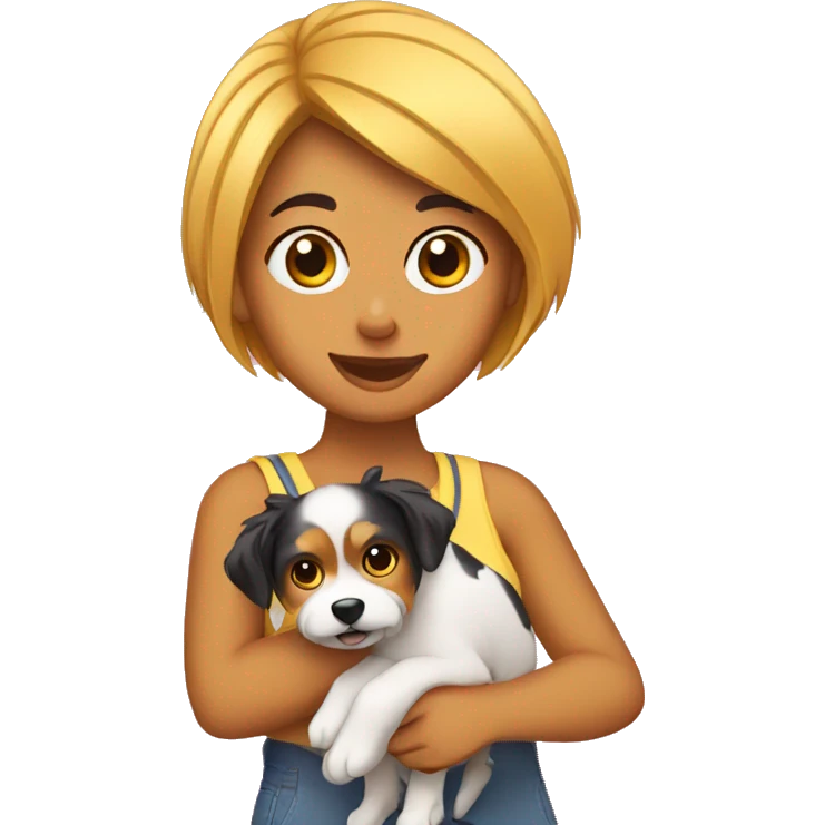 chica con un perro yorkshire emoji