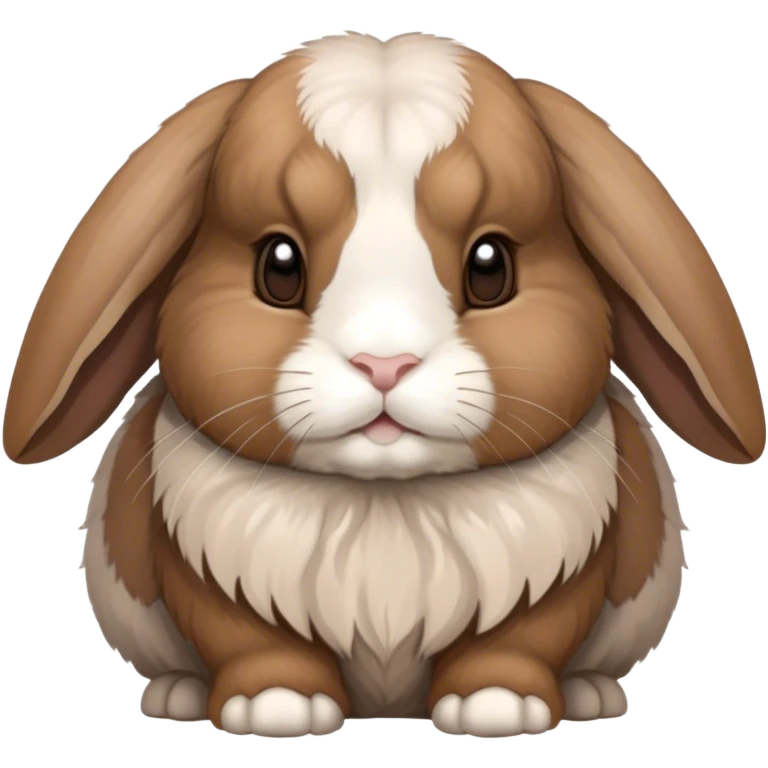brown holland lop bunny (portrait, facing forward, iOS 17 style, happy) emoji