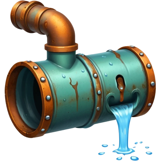 sewer steel shiny pipe with leaking water  emoji