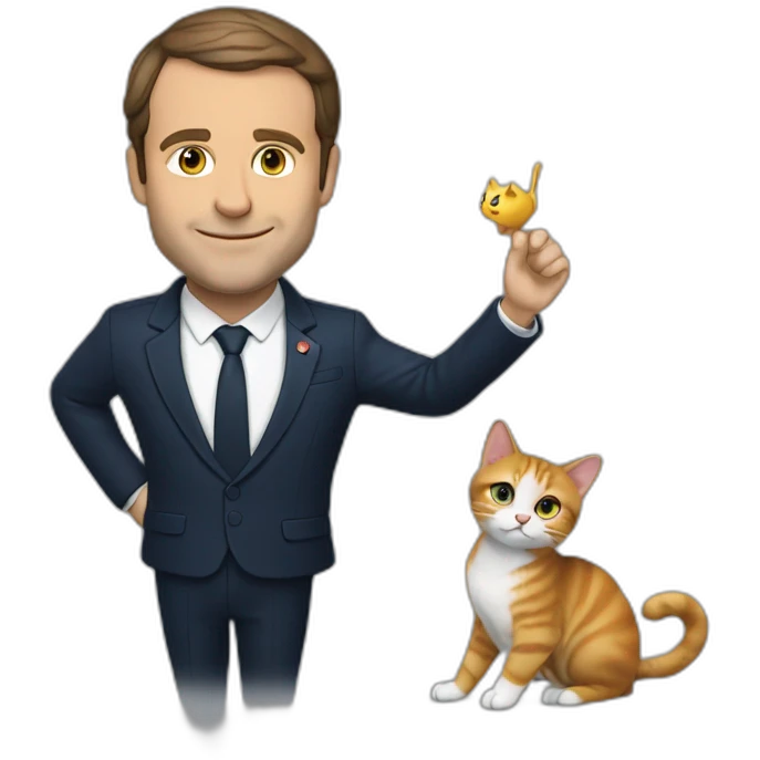 Macron avec un chat emoji