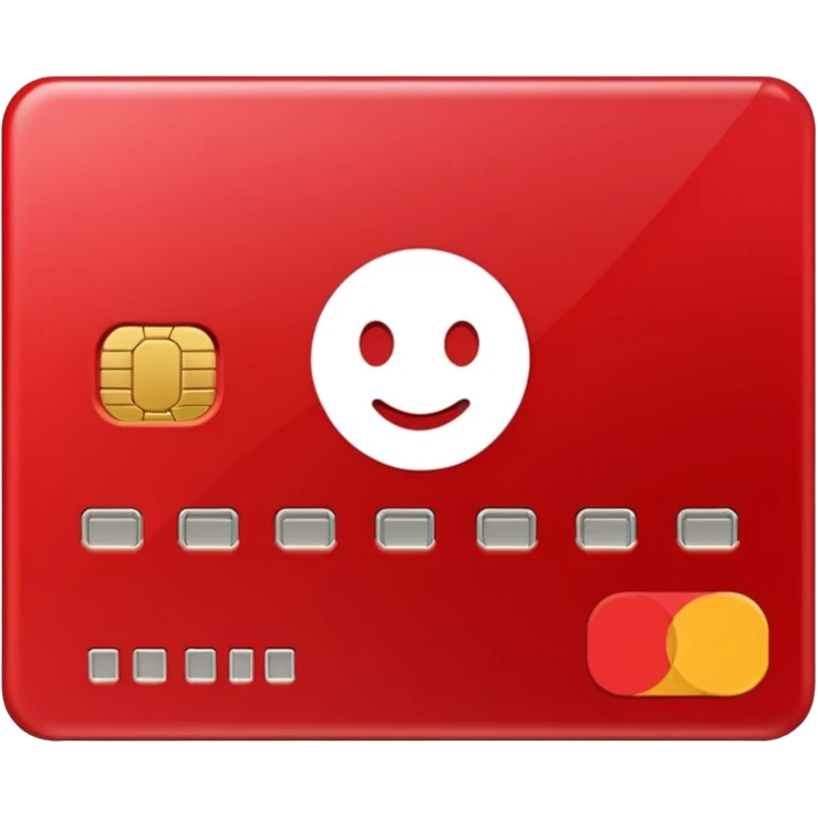 red debit card, simple, bold red emoji