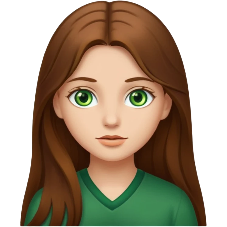 Girl with long brown hair and green eyes  emoji