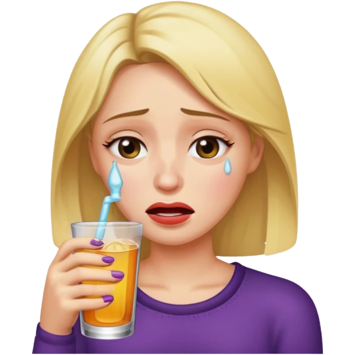 Woman crying with a drink  emoji
