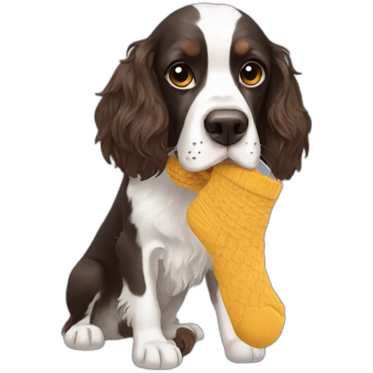 spaniel eating a sock emoji