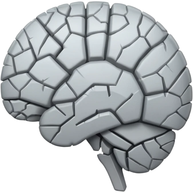 mixed up the heart broken emoji and brain emoji, create a broken brain (keeps the brain emoji color) emoji