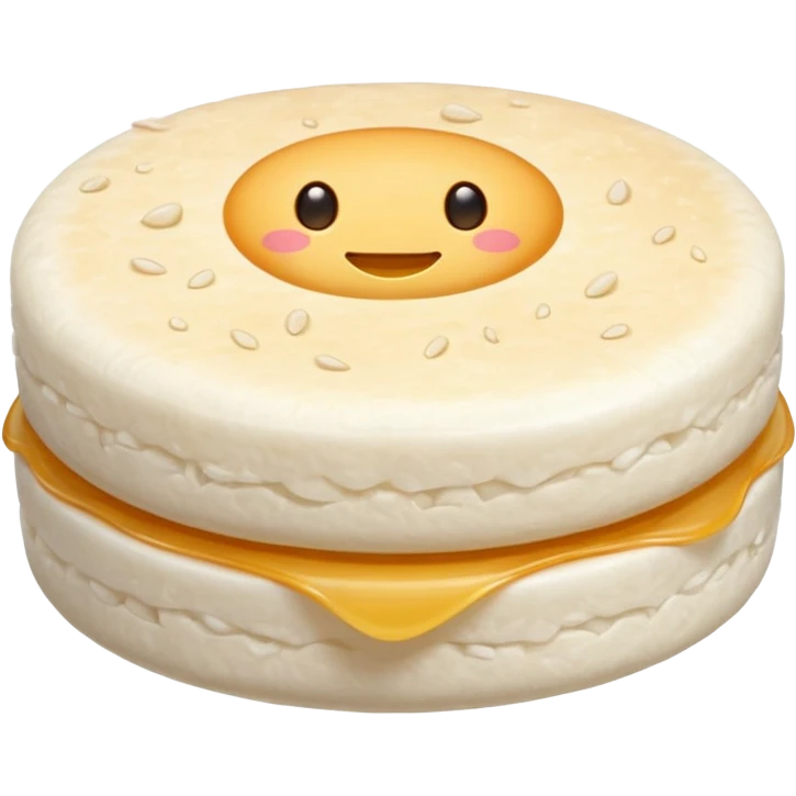 round airy rice cake with lightly puffed bubbled texture, pale off-white color, slightly uneven surface with hints of toasted golden grains, small stack or single crisp, light crunchy appearance, soft lighting, subtle shadows, emoji scale emoji