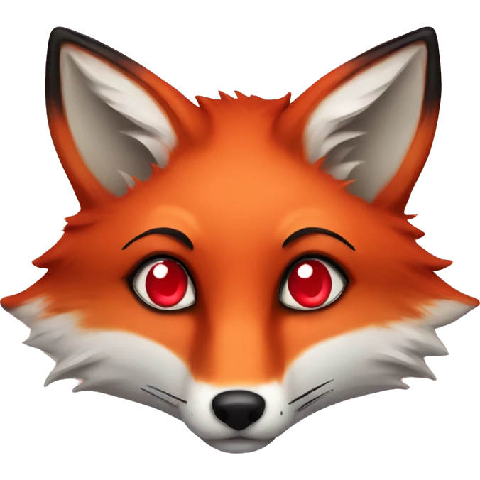deep lush red fox face with tiny red heart instead of eyes emoji