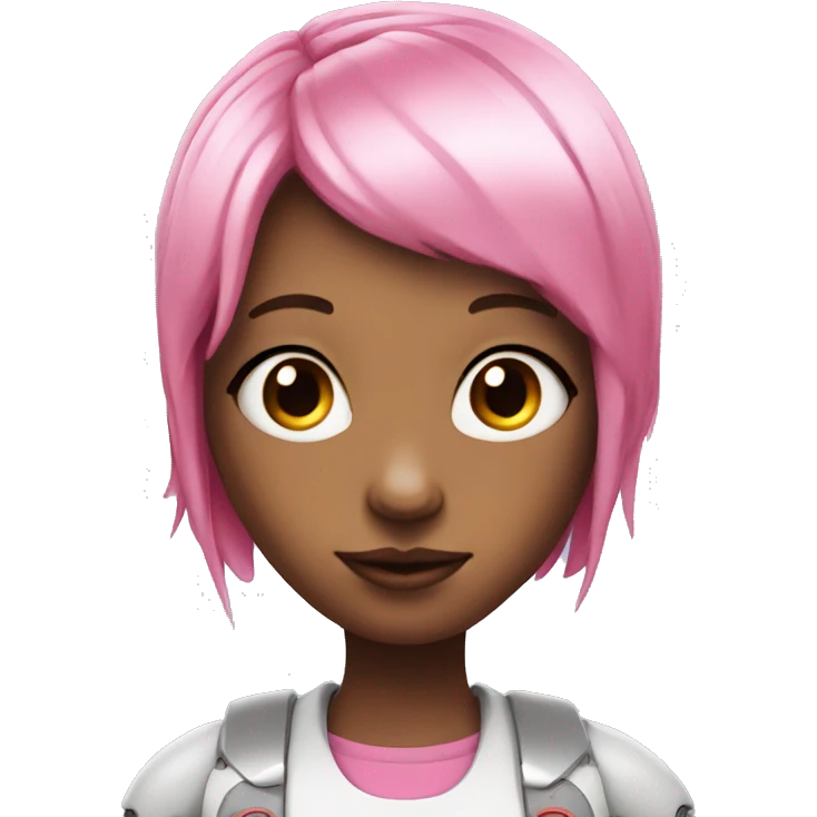 Realistic robot girl with pink hair and antennas  emoji