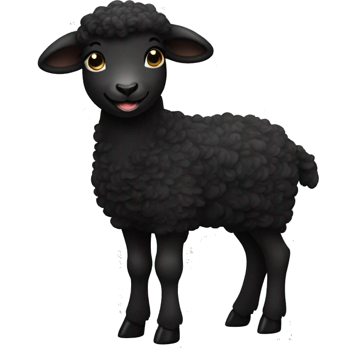 happy little black lamb with long curls emoji