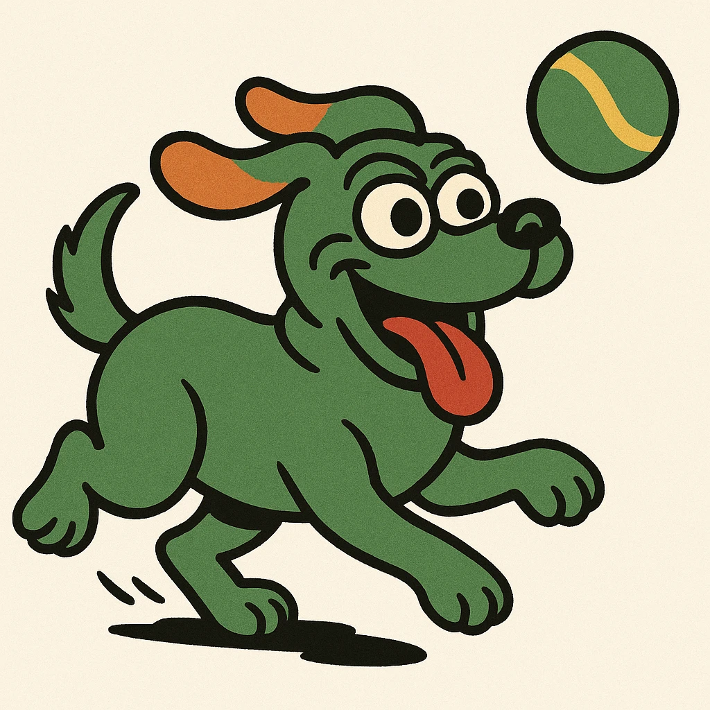 happy dog running after ball emoji