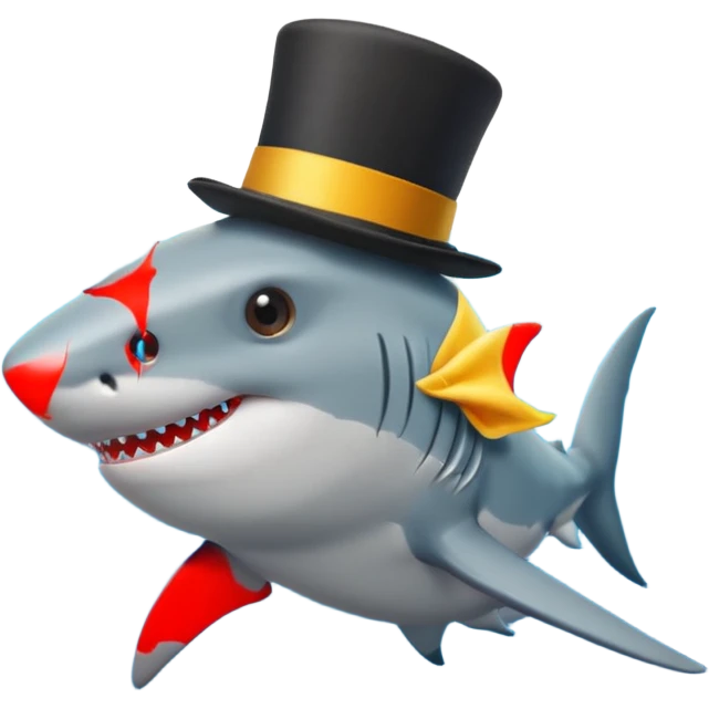 Shark with a top hat emoji