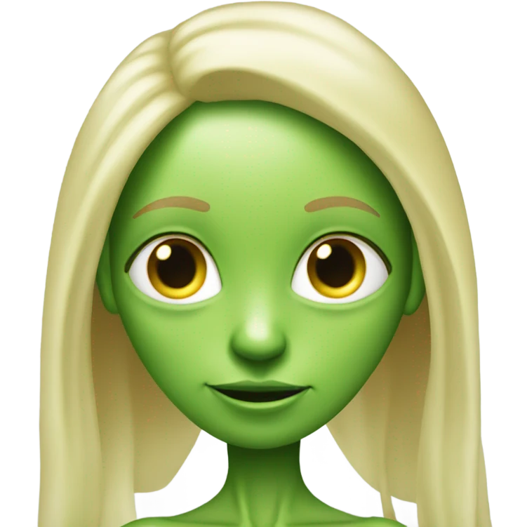 a green alien woman full body,blonde emoji