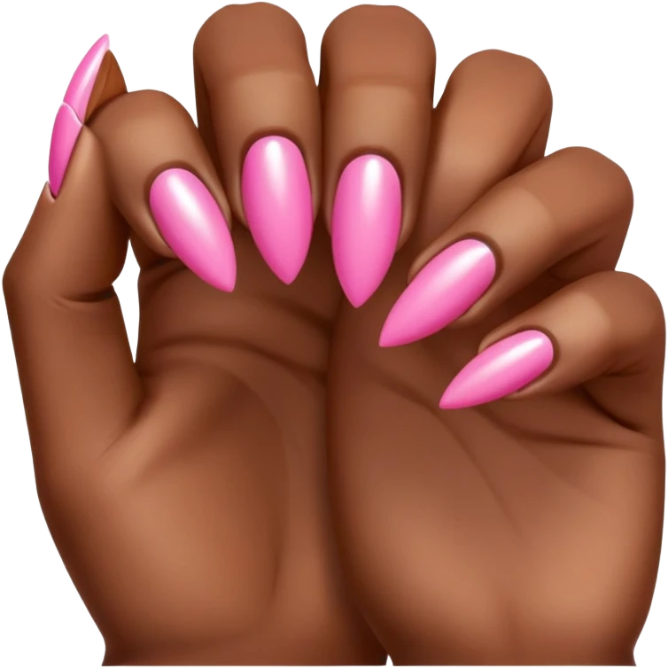 Pink acrylic nails on brown skin emoji