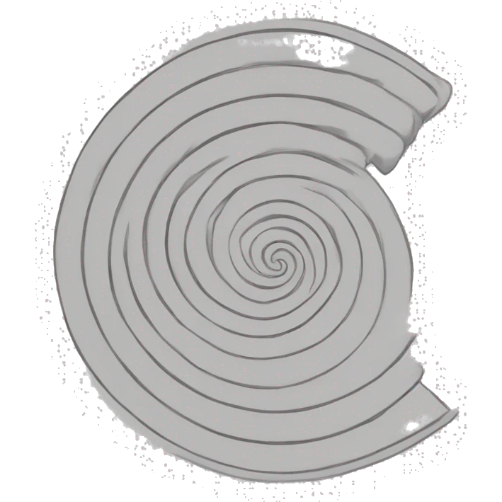pencil drawing of a spiral, simple, linear, ancient emoji