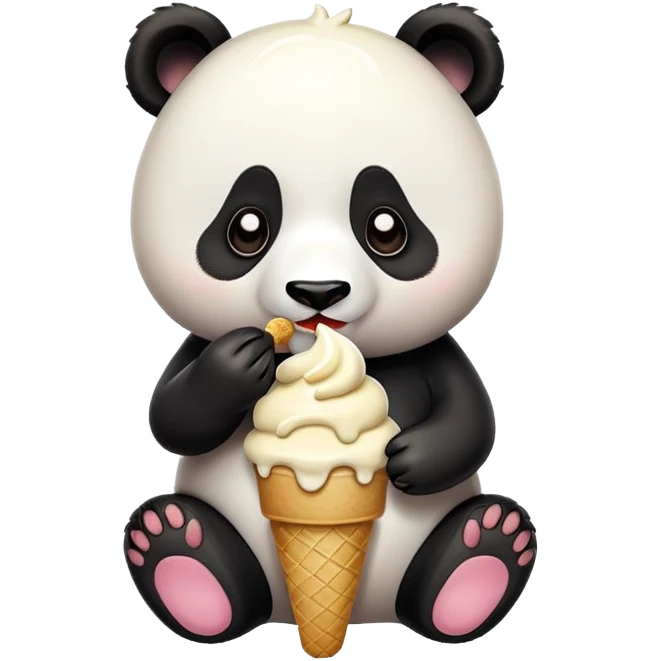 Panda eating ice cream emoji