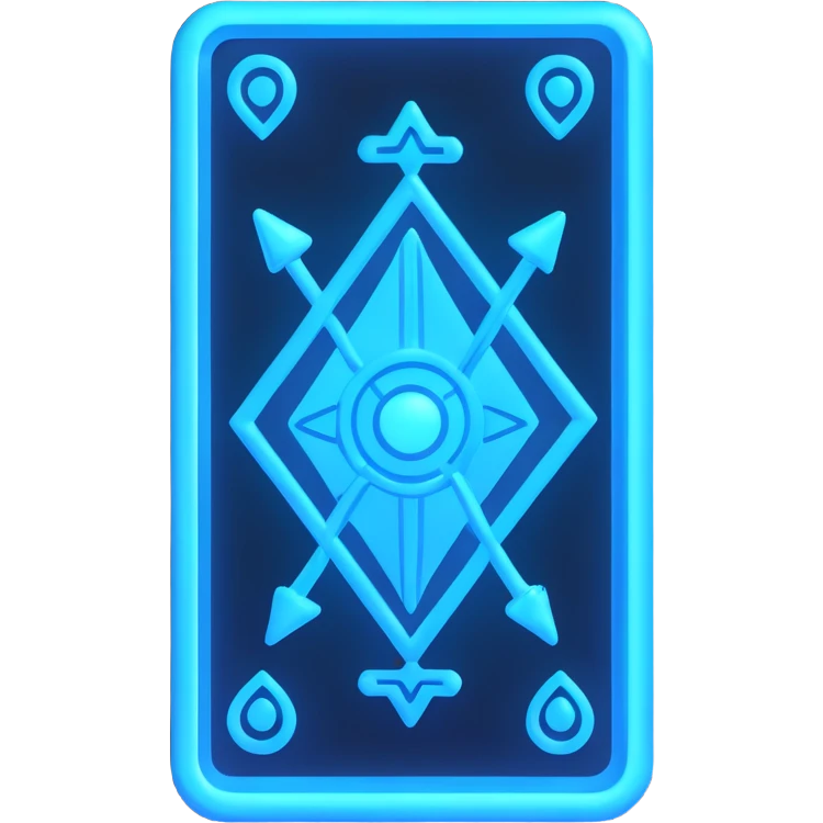 neon blue tarot card emoji with glowing effect emoji
