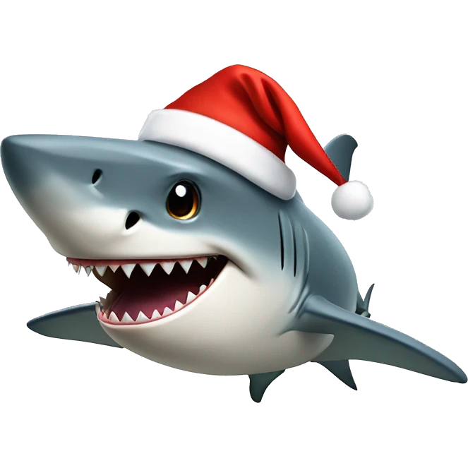 Shark with santa hat   emoji