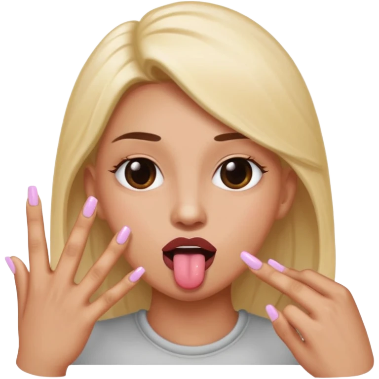 An emoji with 🌚 nails pookie and tongue emoji