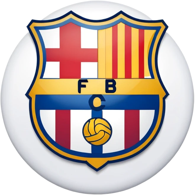 FC Barcelona logo, shield with blue and red stripes, football club emblem emoji