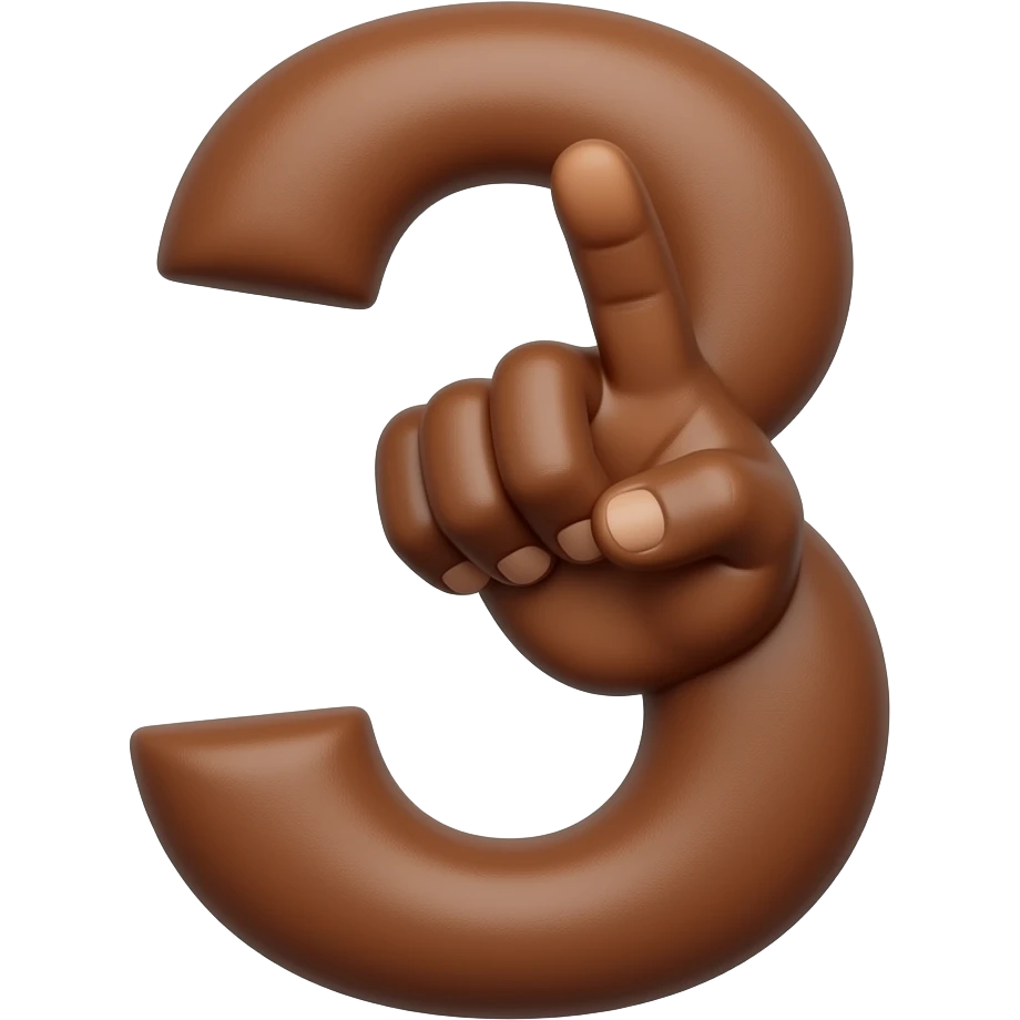 Hand making a 3 black skin emoji