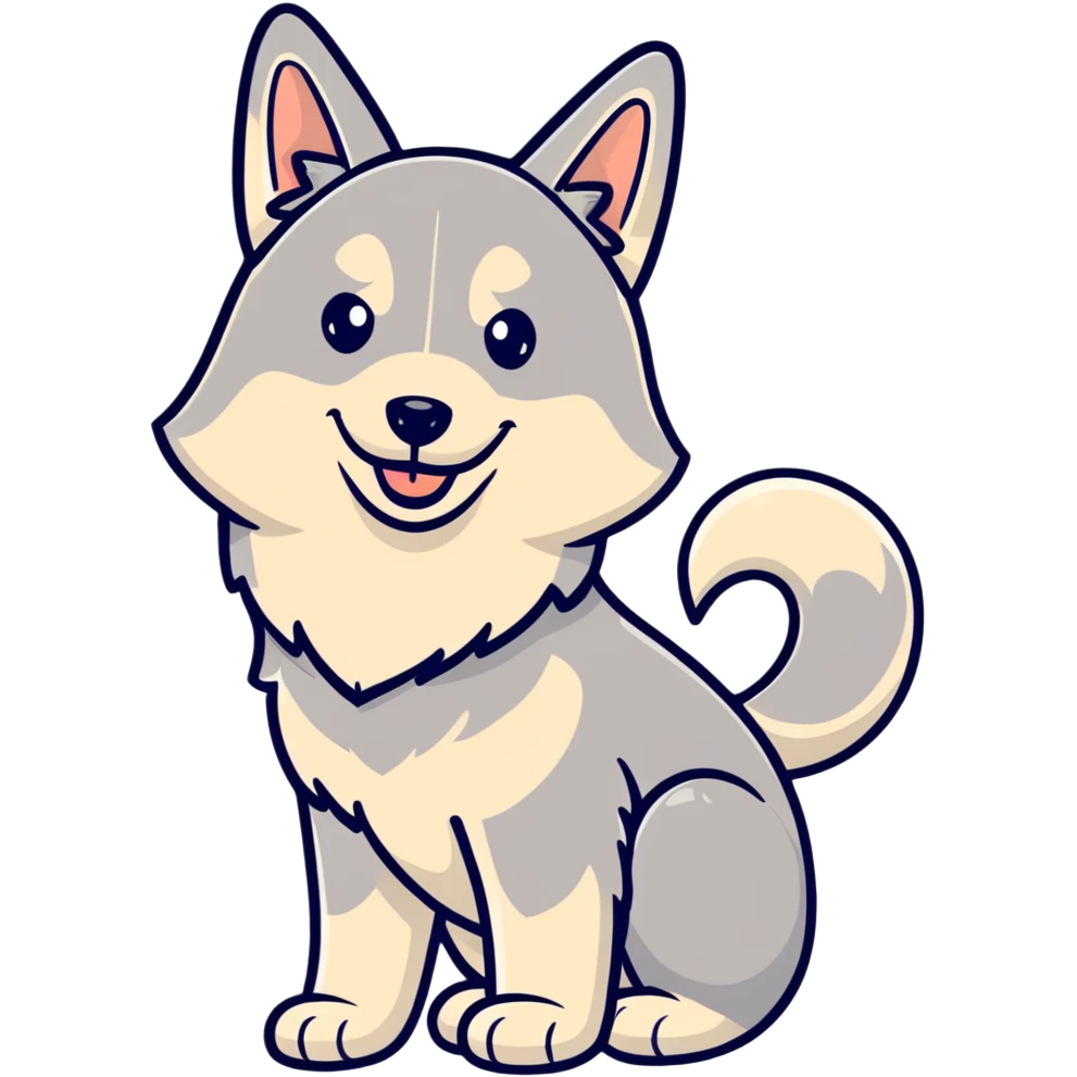 happy light cinnamon colored husky dog, pale tan emoji