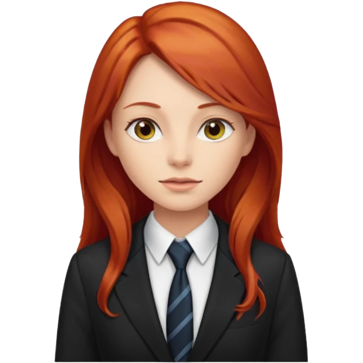 long red haired woman with tie and blazer emoji
