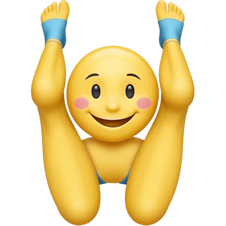 A smiley face between two legs looking up emoji