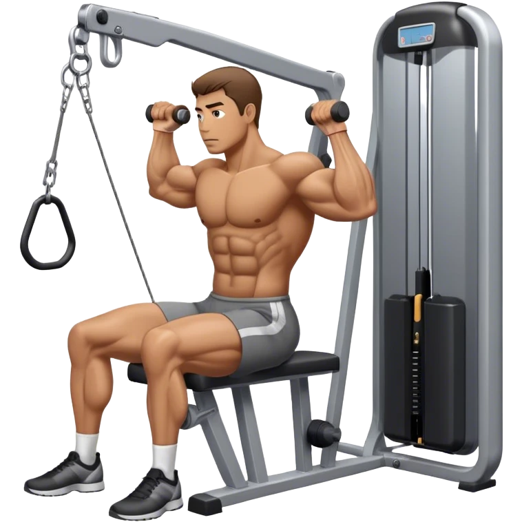 side-view man standing cable-machine tricep-pushdown emoji