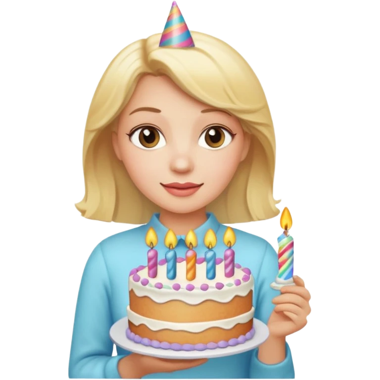 Blonde holding birthday cake emoji