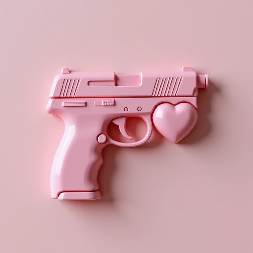 pink heart pistol, photorealistic style, glossy finish, on a white background emoji