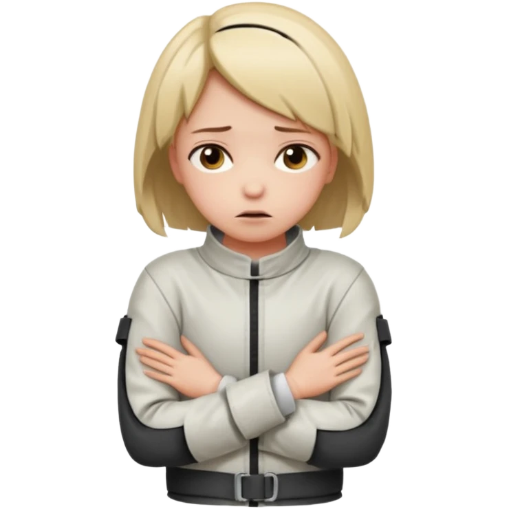 Девушка в Смирительной рубашке, руки за спиной у нее  emoji