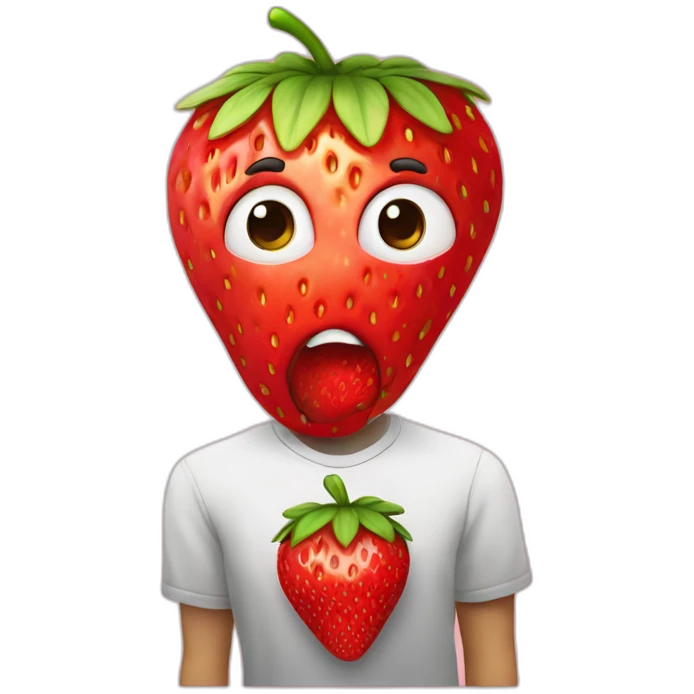 strawberry scamming who look like a human on a laptot emoji