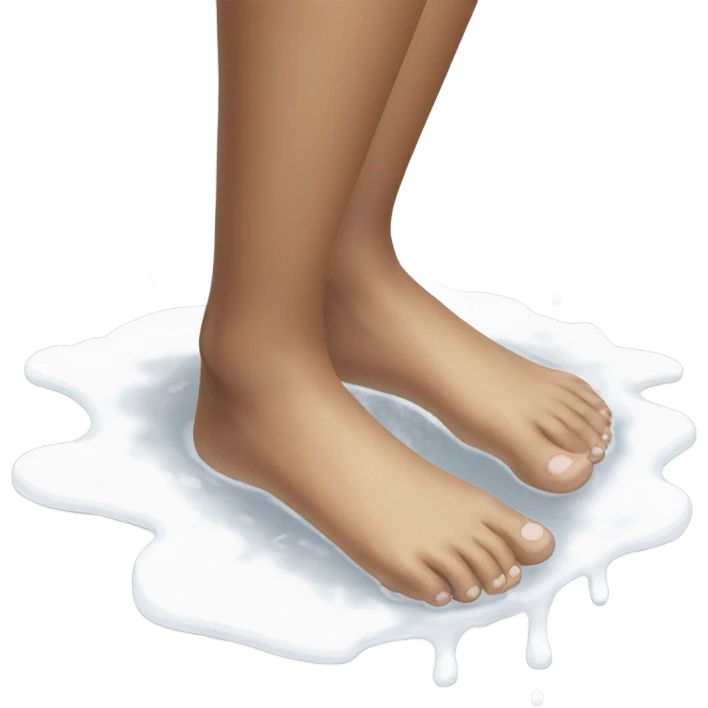 Barefeet balancing in white paint puddle emoji