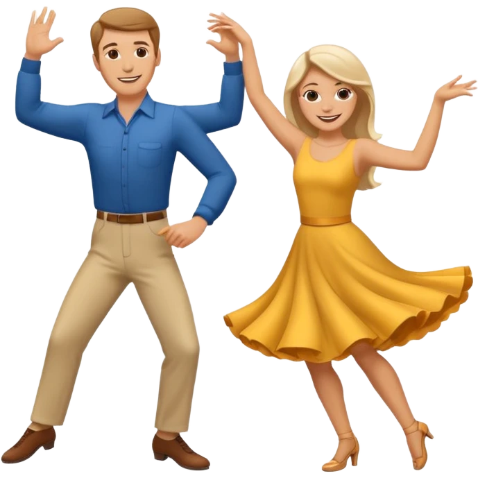 White Man and white woman dancing white emoji