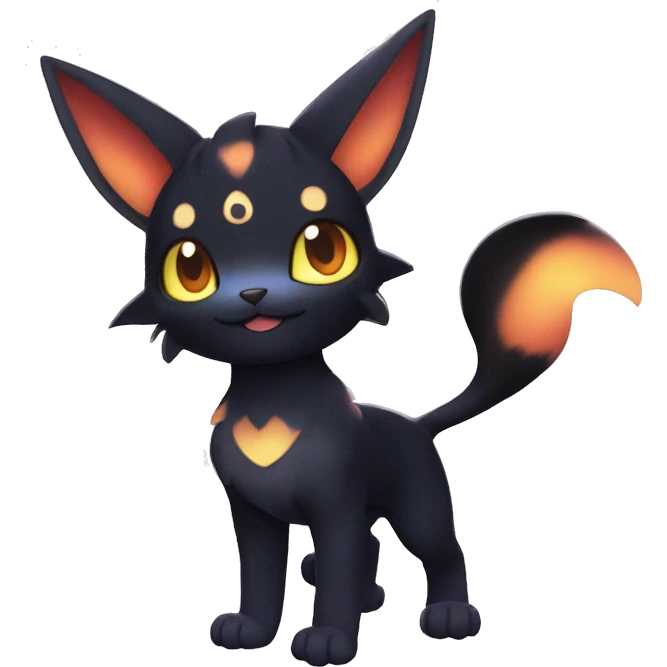 Shiny Sparkly Litten-Umbreon with gradient Nebula-colored markings full body emoji