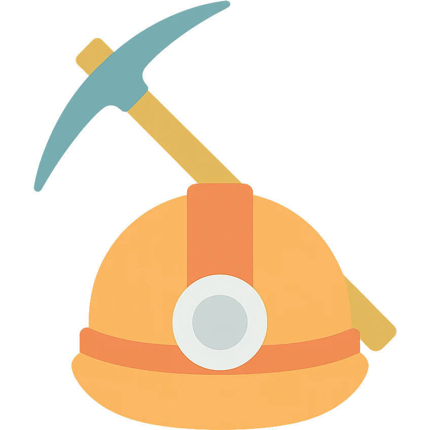 mining industry scene with a pickaxe and helmet emoji