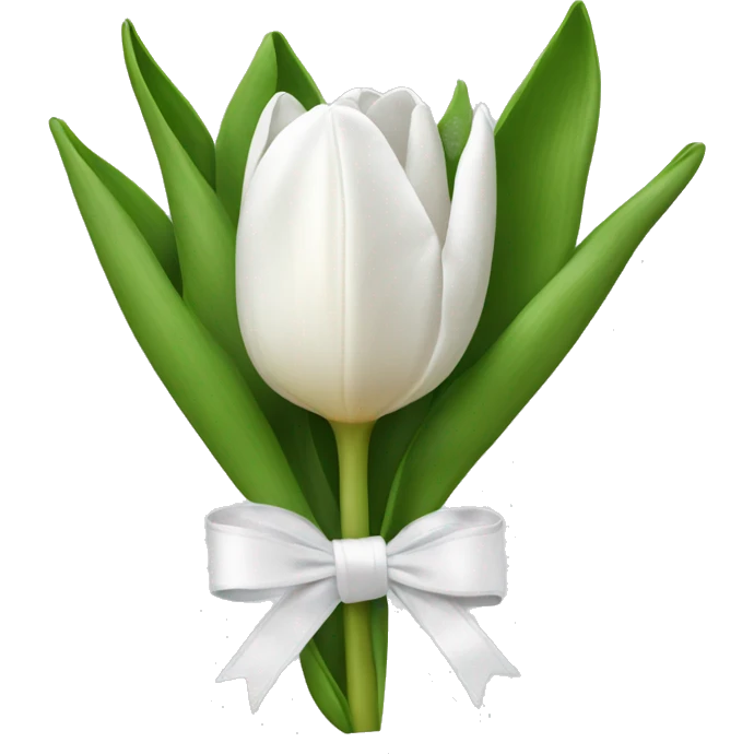 white tulip bouquet  with a white bow emoji