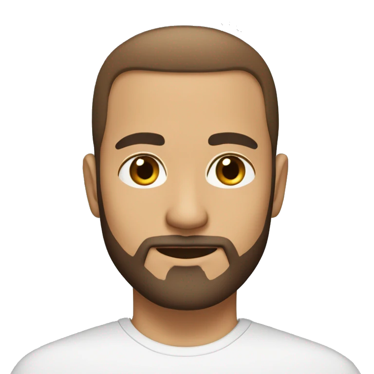 Create a Muslim man avatar with beard, and no mustache. white skin, brown hair, A little baldness in the front of the head. Hair combed back. emoji