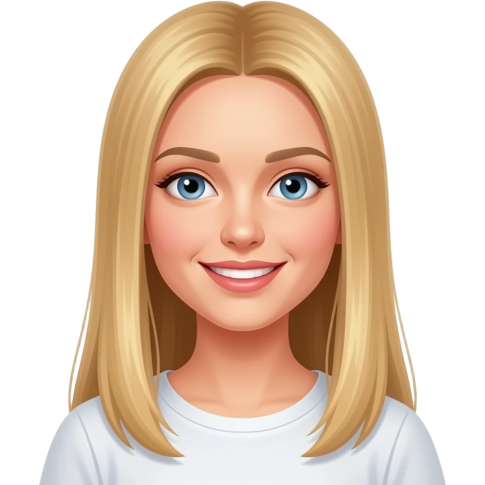 fai un set di emoji come soggetto una bella ragazza russa bionda capelli lisci lunghi e occhi chiari ridente emoji