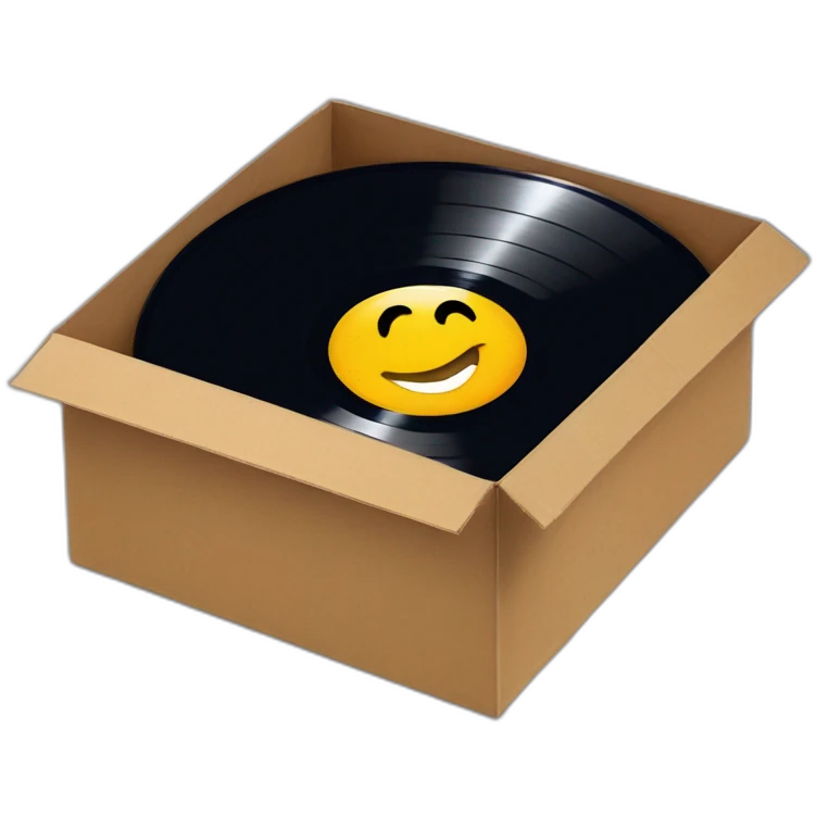 vinyl record in a cardboard box emoji