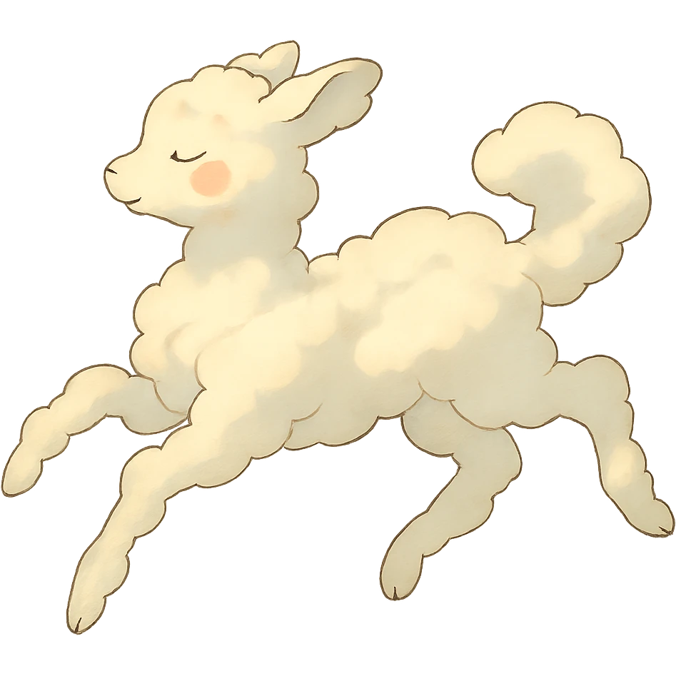 vanilla cloud doe with rosy cheeks, floating with grace, ghibli style emoji