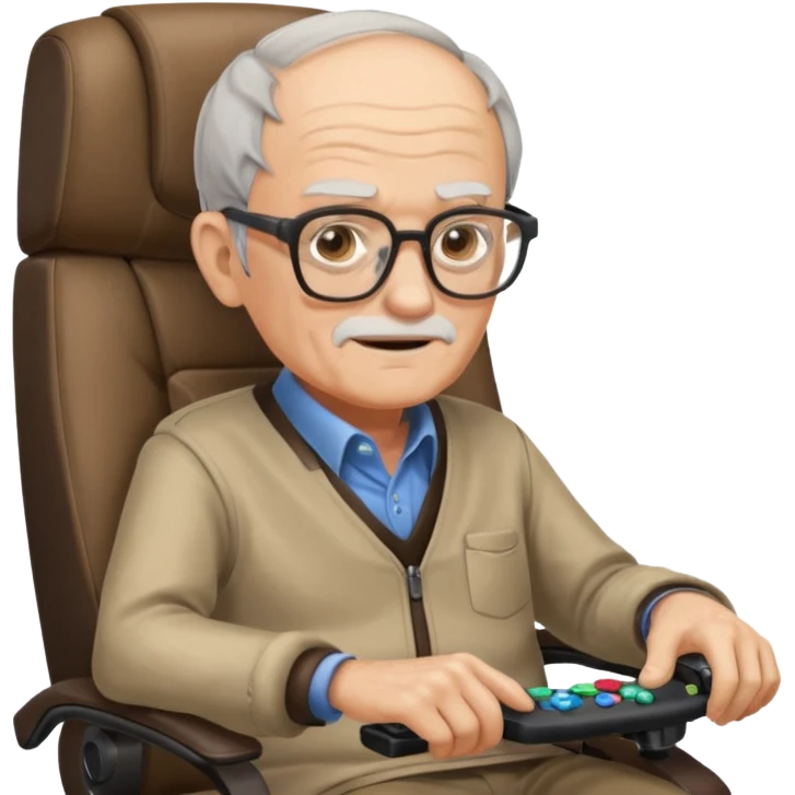 old man in gaming chair at a gaming desk emoji