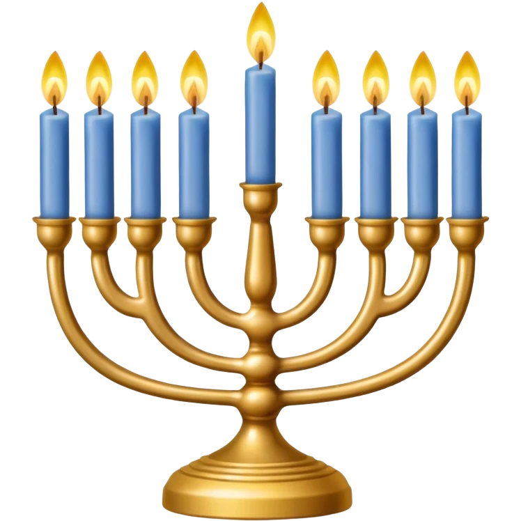 Gold Menorah with four candles on each side emoji