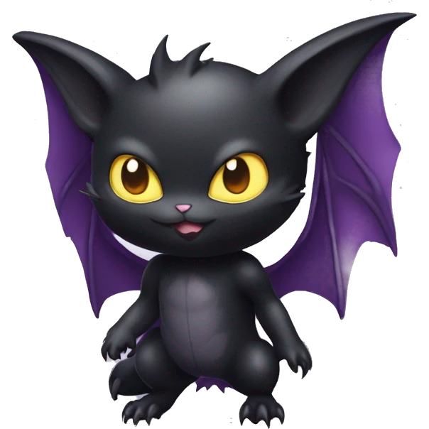 Cool Cute Edgy Dark Black Batty Chibi Noibat-Cat-Pokémon-Fakémon-hybrid emoji